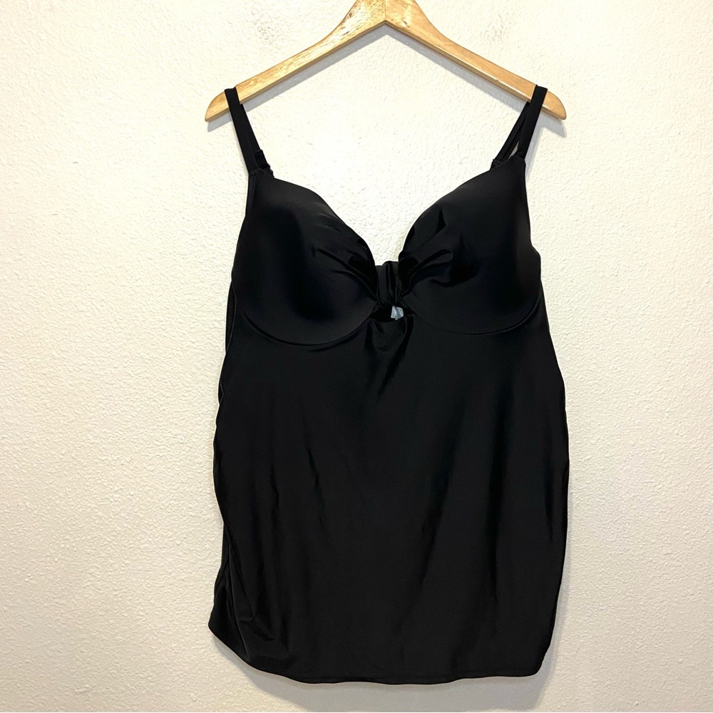 NWOT Swim by Cacique Black Adjustable Tankini Swimsuit top 44D